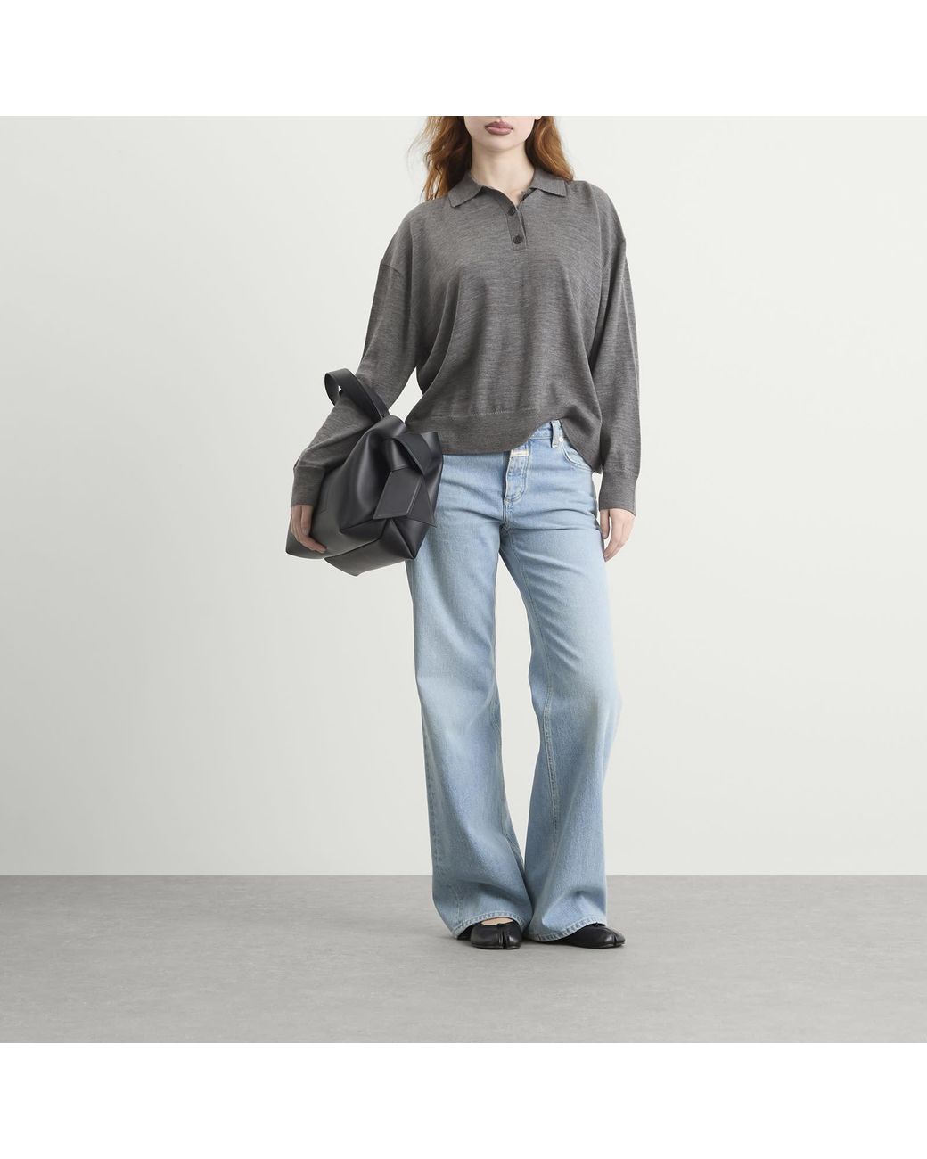 Anine Bing Gray Lee Polo Sweater