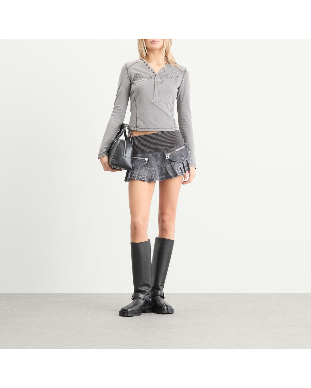 Miss Sixty Gray Knwls X Long Sleeve Top