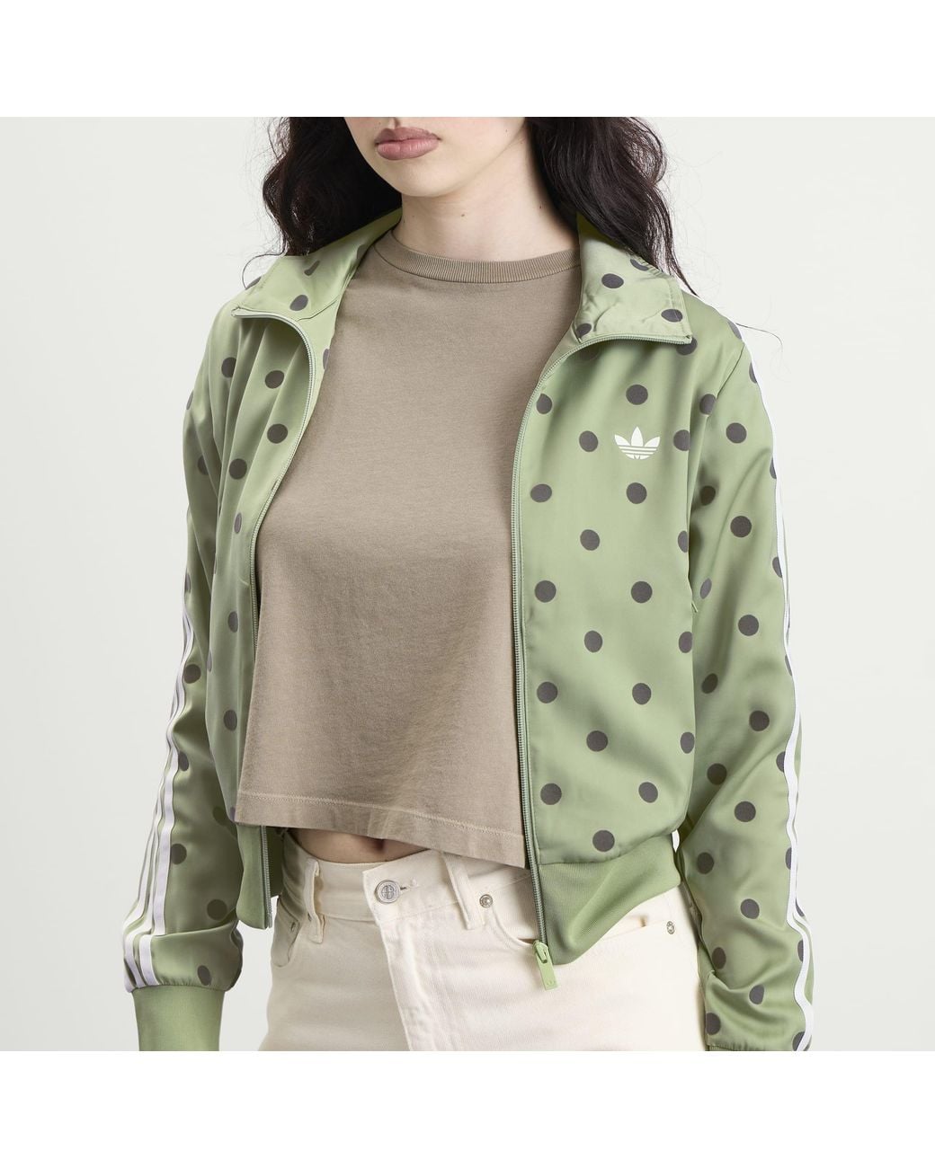Adidas Green Satin Polka Dots Track Top