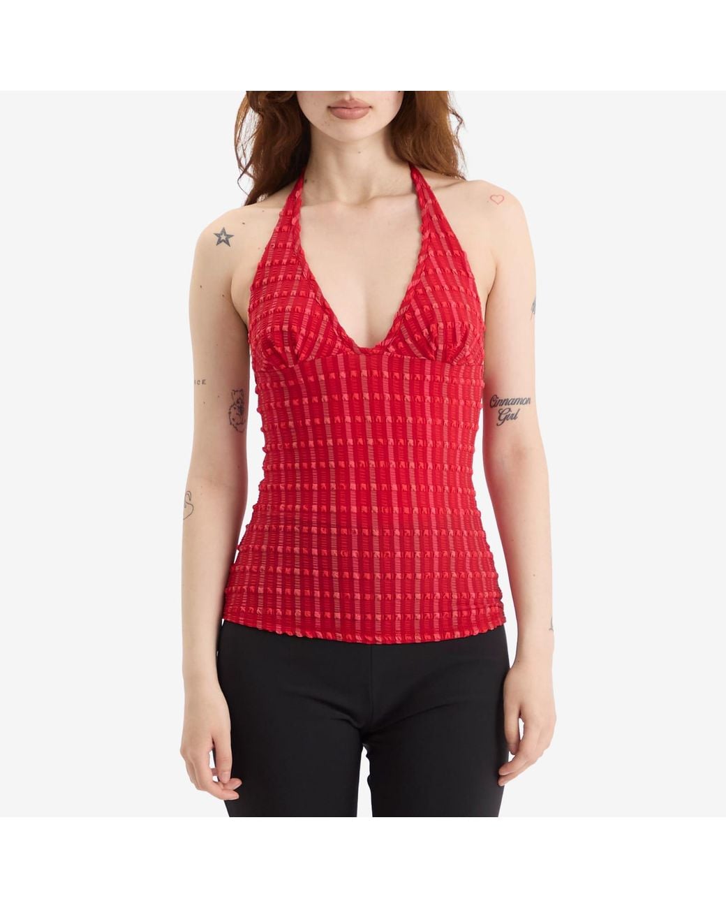 Peachy Den Red Cindy Halter Top