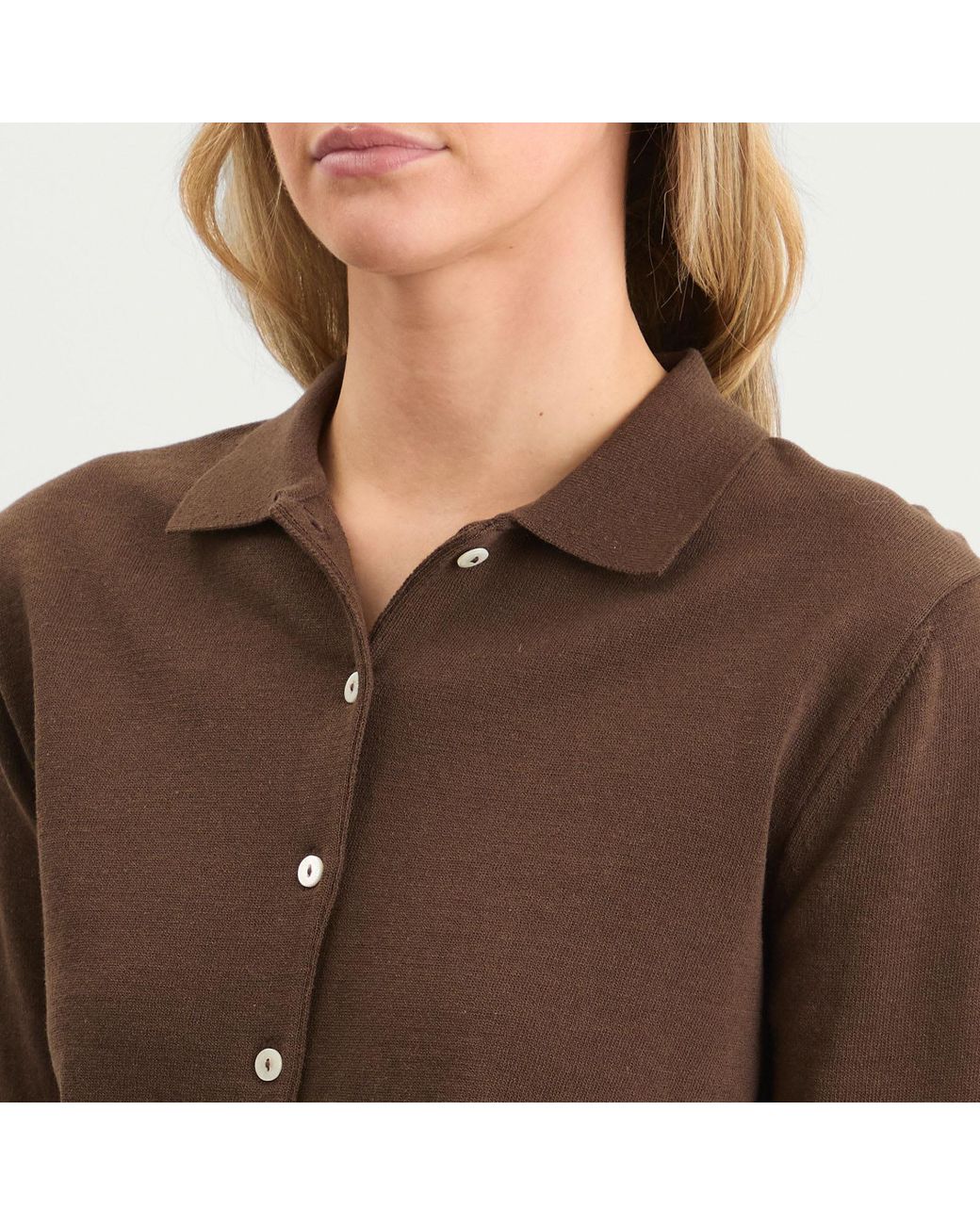 NOTHING WRITTEN Brown Villa Cotton Collar Cardigan