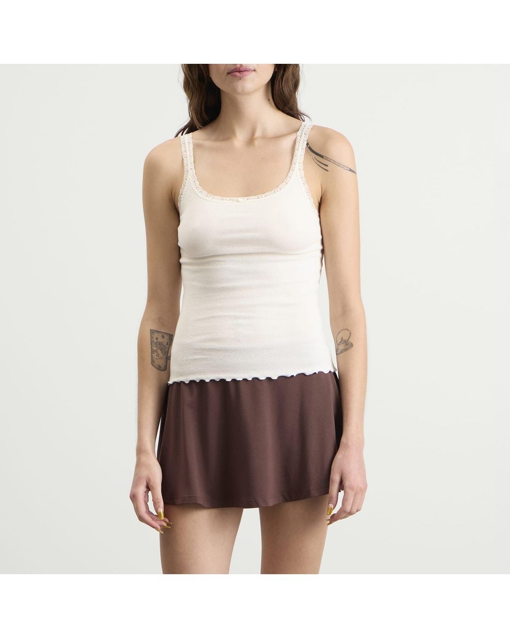 Skims White Pointelle Cami Top