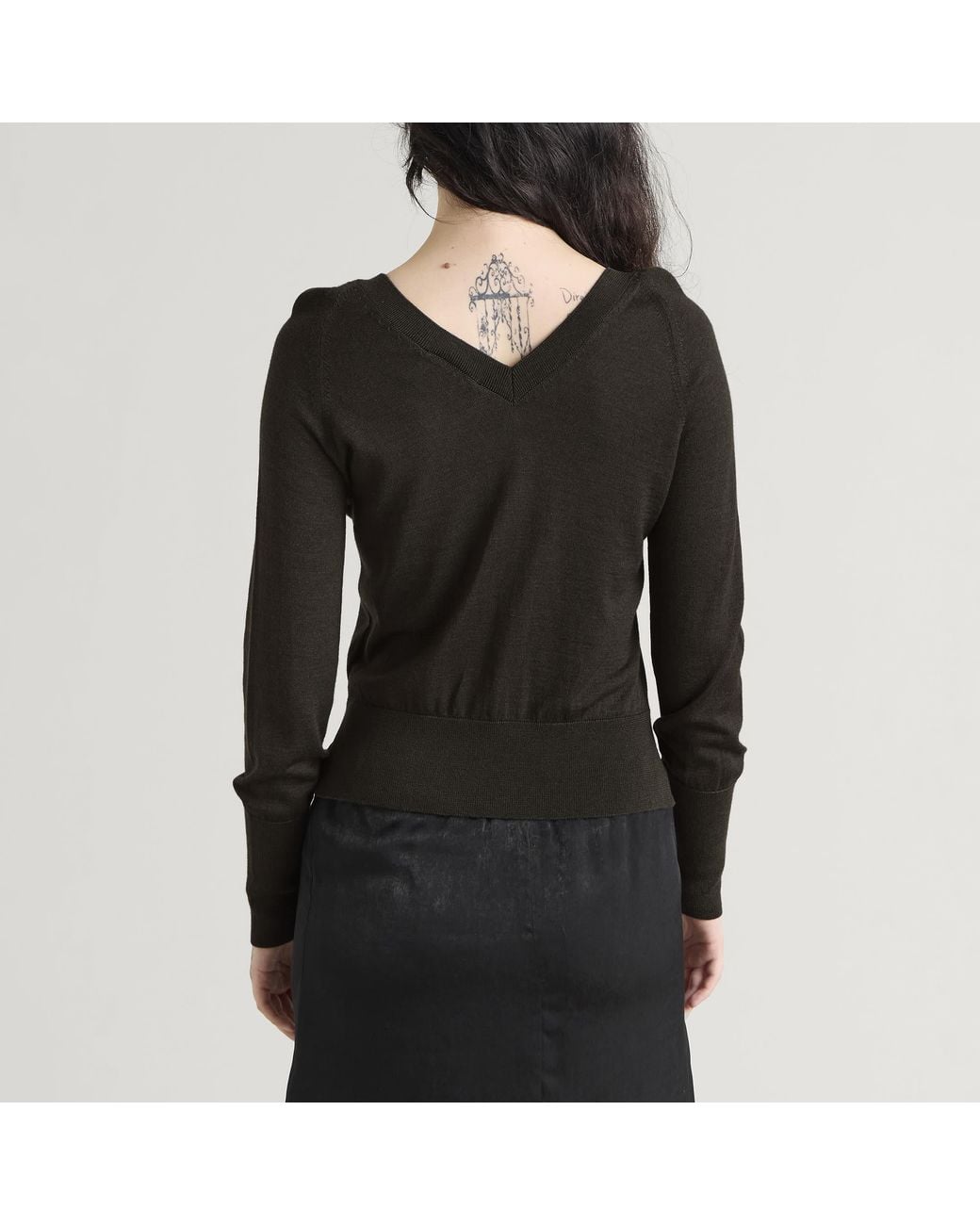 Simone Rocha Black Merino Silk Double V-Neck Jumper