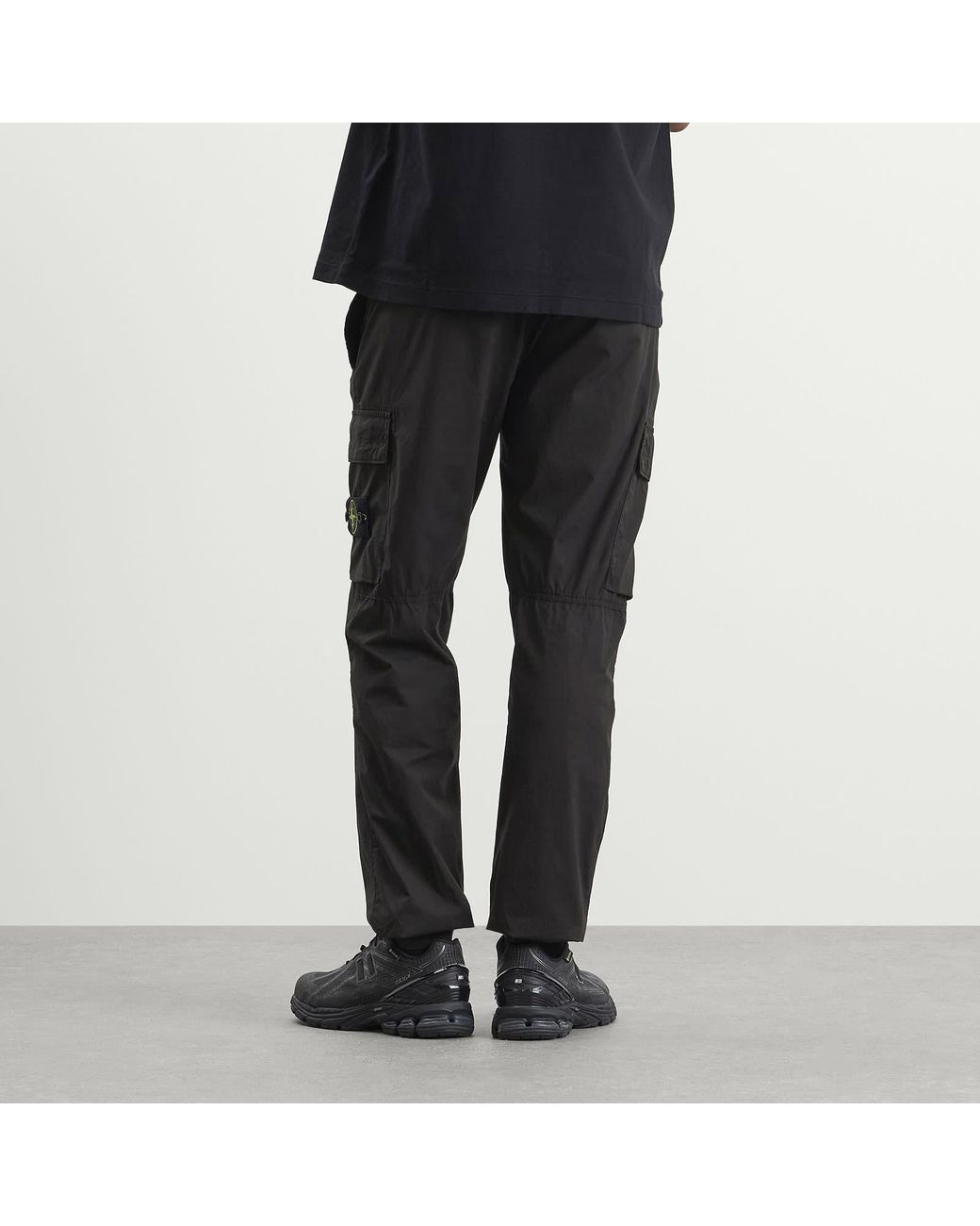 Stone Island Black Paracadute Cargo Trousers for men