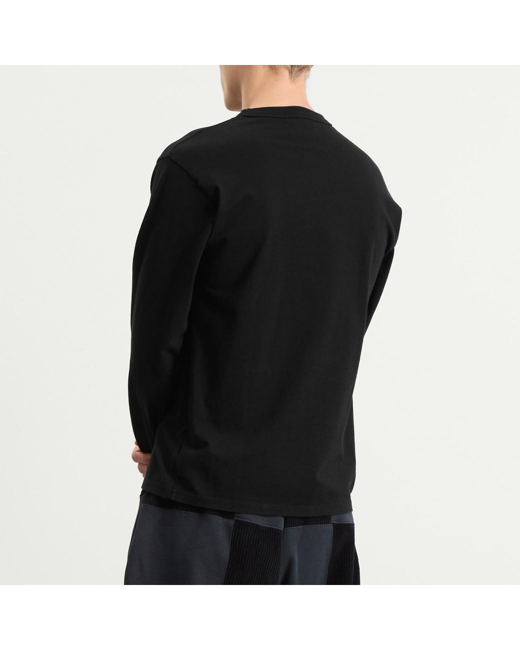 Les Tien Black Heavyweight Binded Classic Long Sleeve T-Shirt for men
