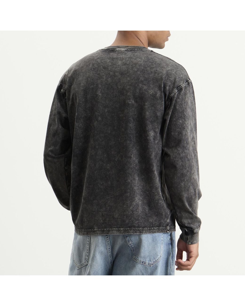 DIESEL Garment Dyed Long Sleeve T-Shirt in Black for Men | Lyst