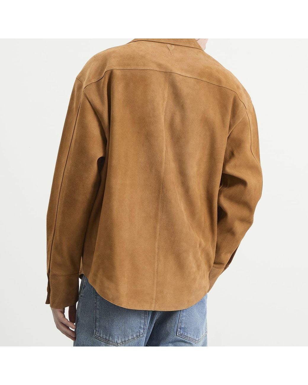 AMI Brown Suede Buttoned Overshirt for men