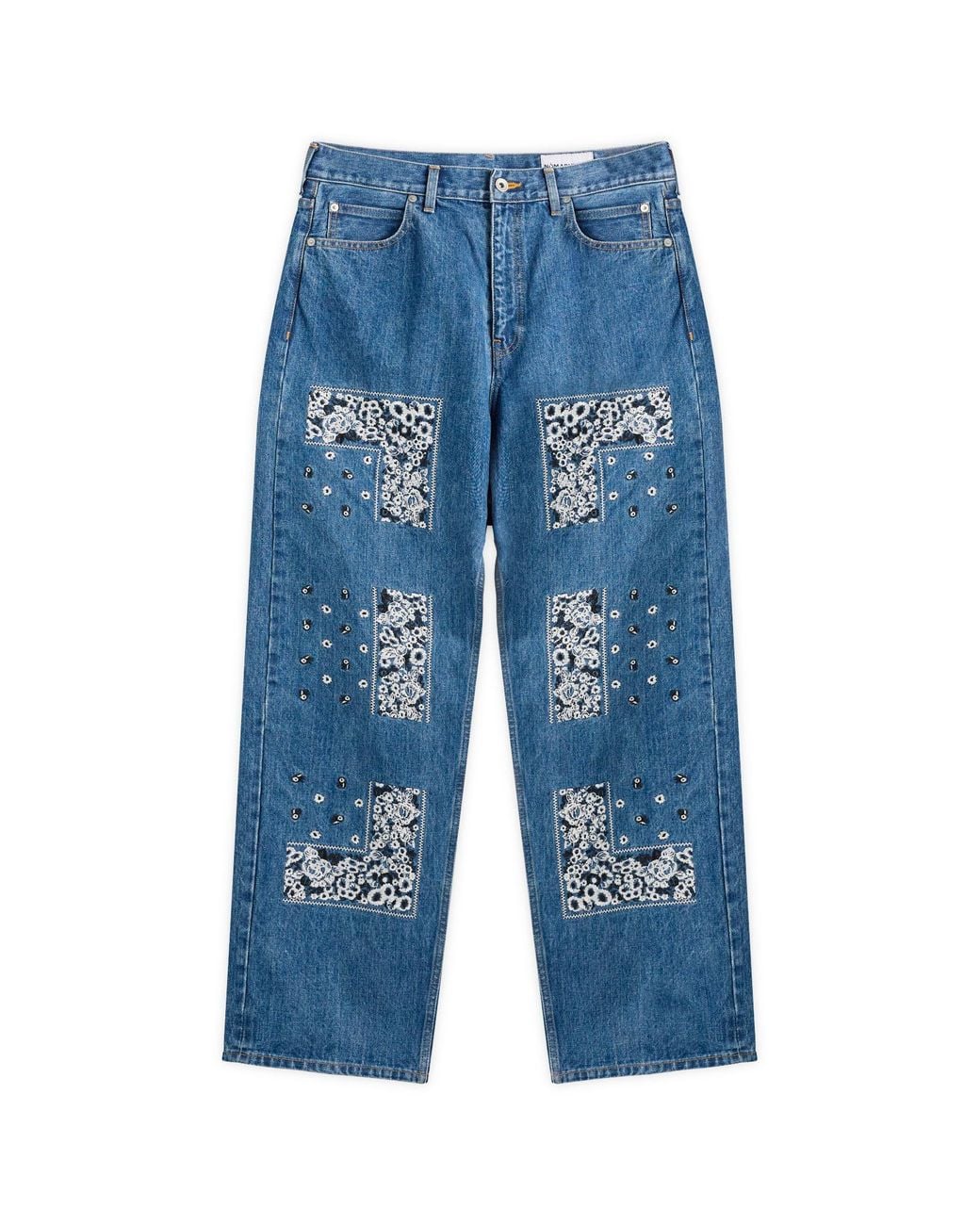 Nomarythm Textile Blue Bandana Embroidery Denim Jeans for men