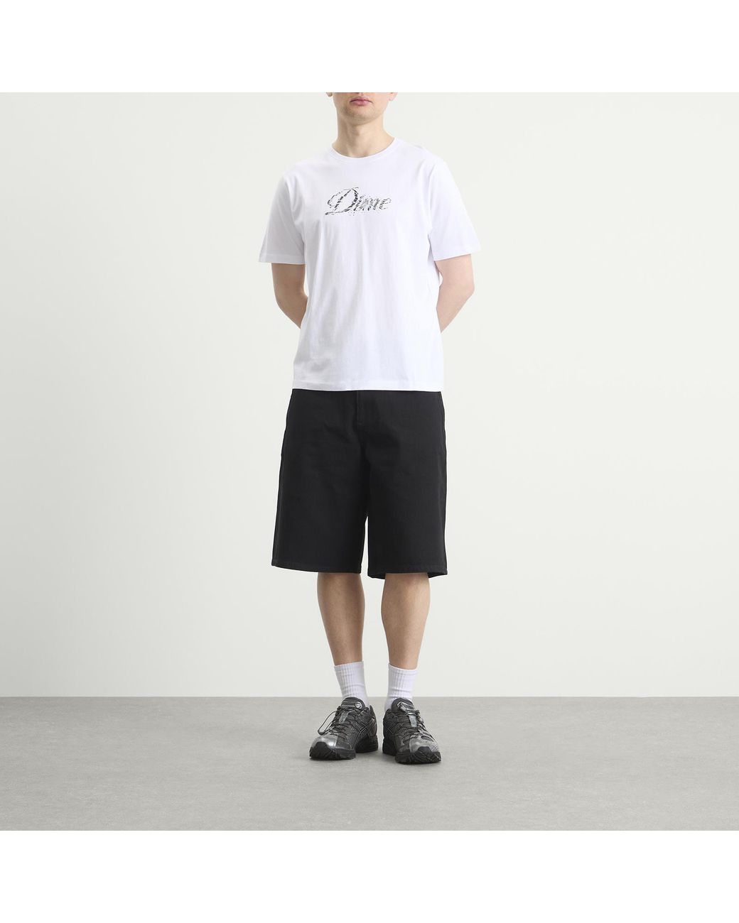Dime White Cursive Smashed T-Shirt for men