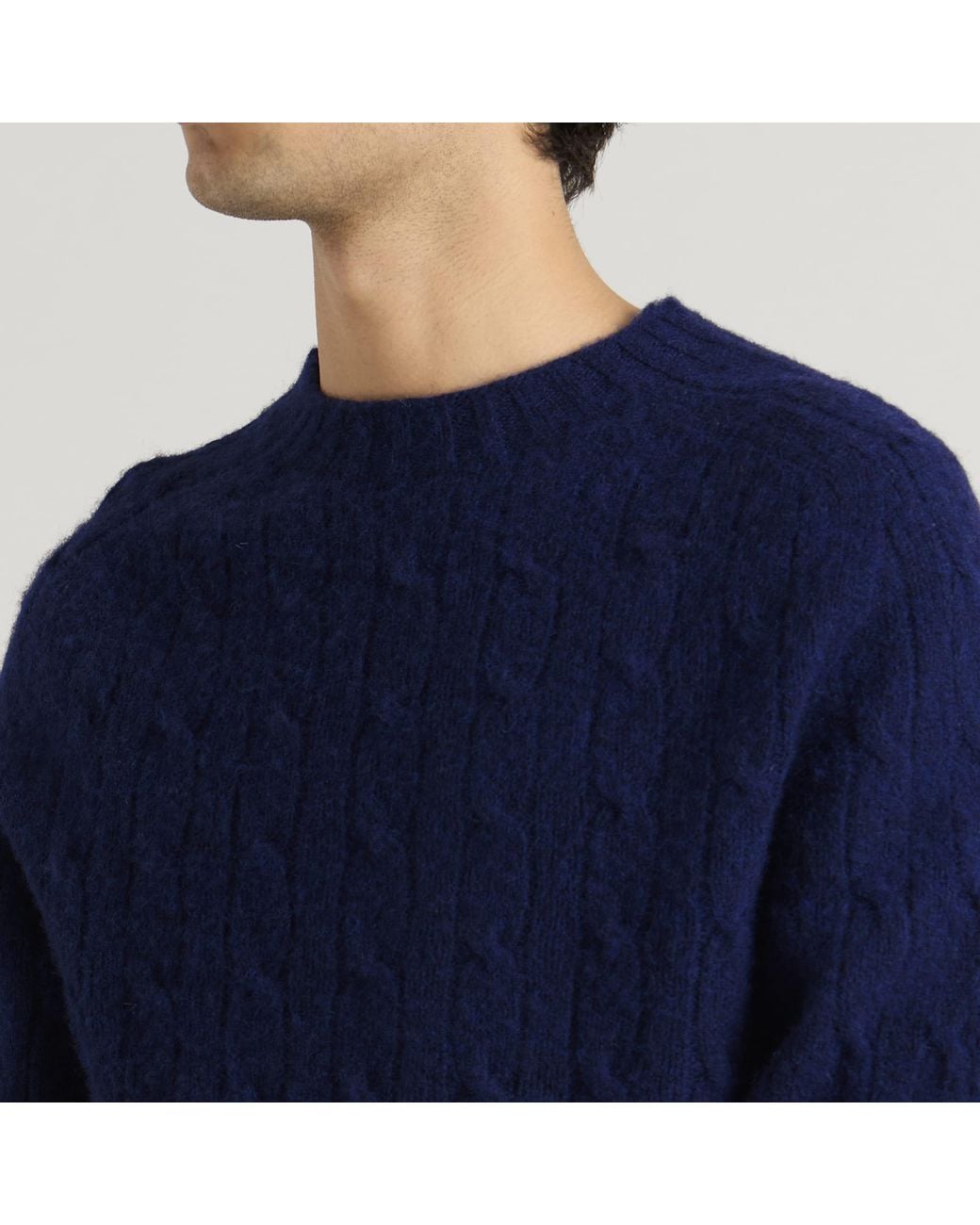Barbour Blue Scottish Made Cable Crew for men