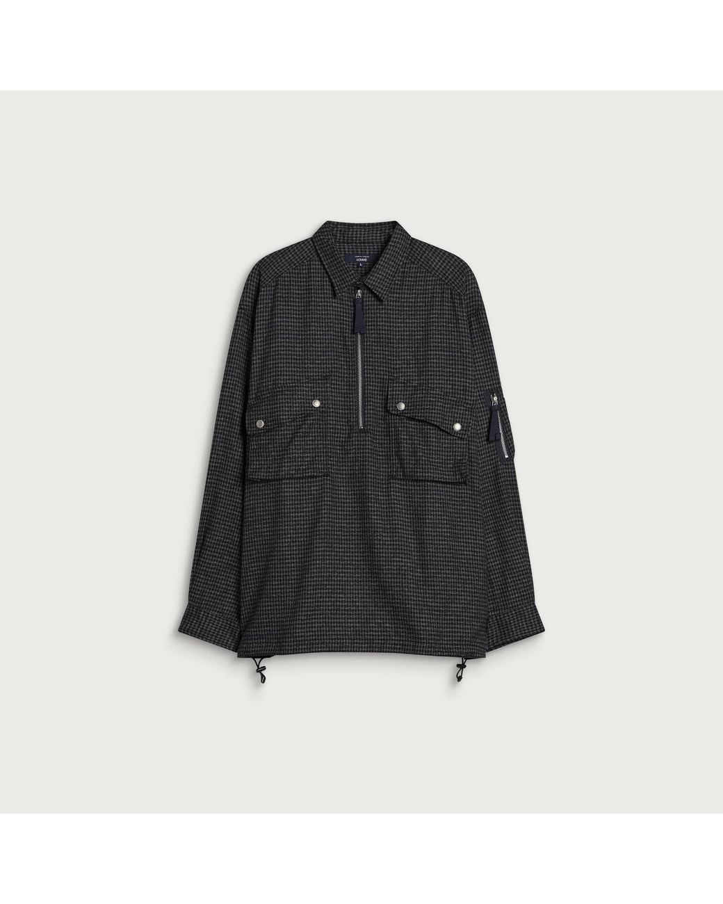 Comme des Garçons Black Half Zip Micro Gingham Shirt for men