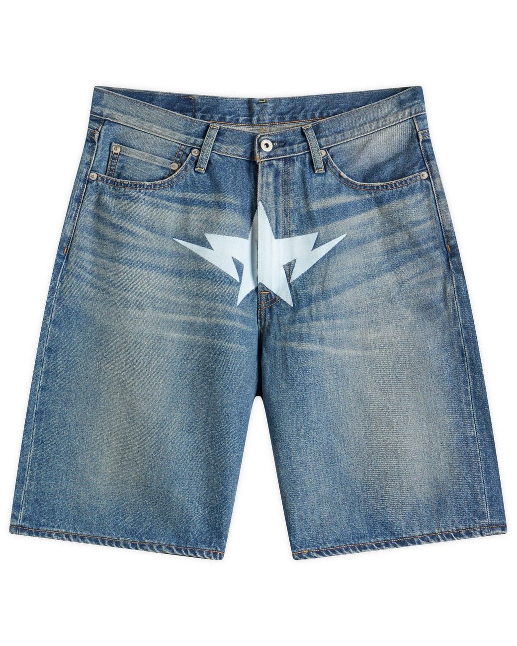 A Bathing Ape Blue Twin Sta Relaxed Fit Denim Shorts for men