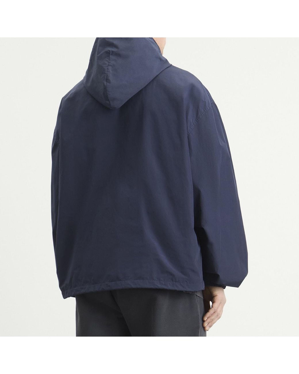 Balenciaga Blue Techno Cotton Hooded Rain Jacket for men