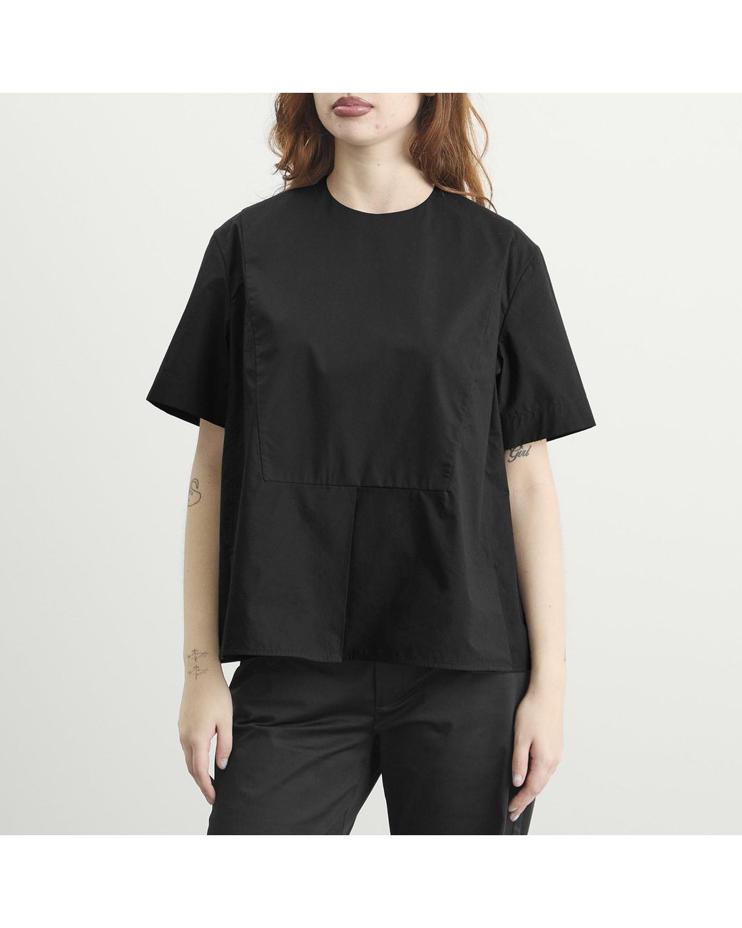 Jil Sander Black Pleat Back Formal Top