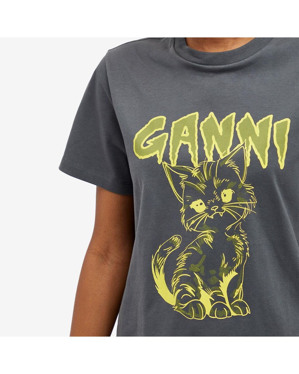 Ganni Kitty Relaxed T-Shirt in Gray | Lyst