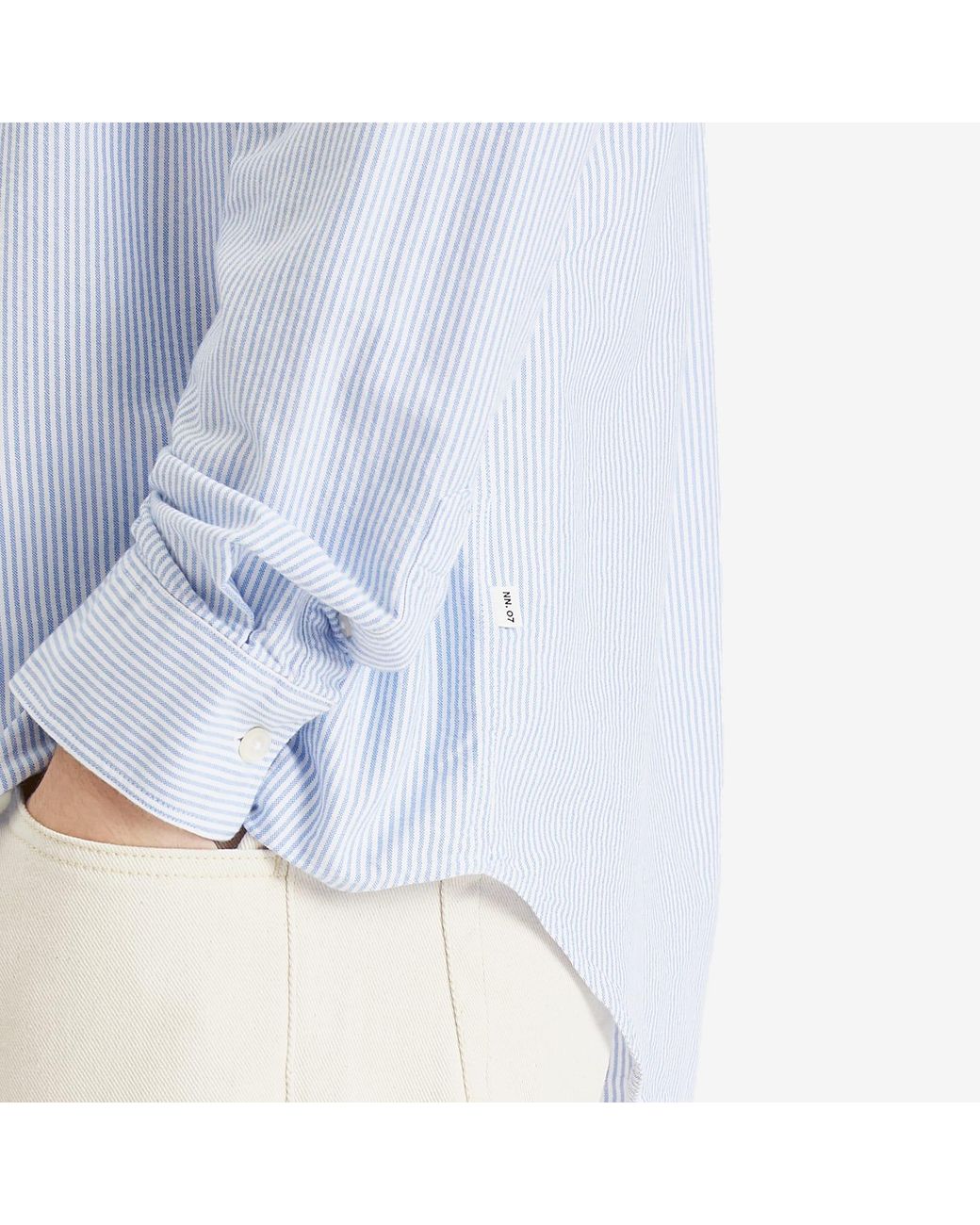 NN07 Blue Colby Logo Oxford Shirt for men