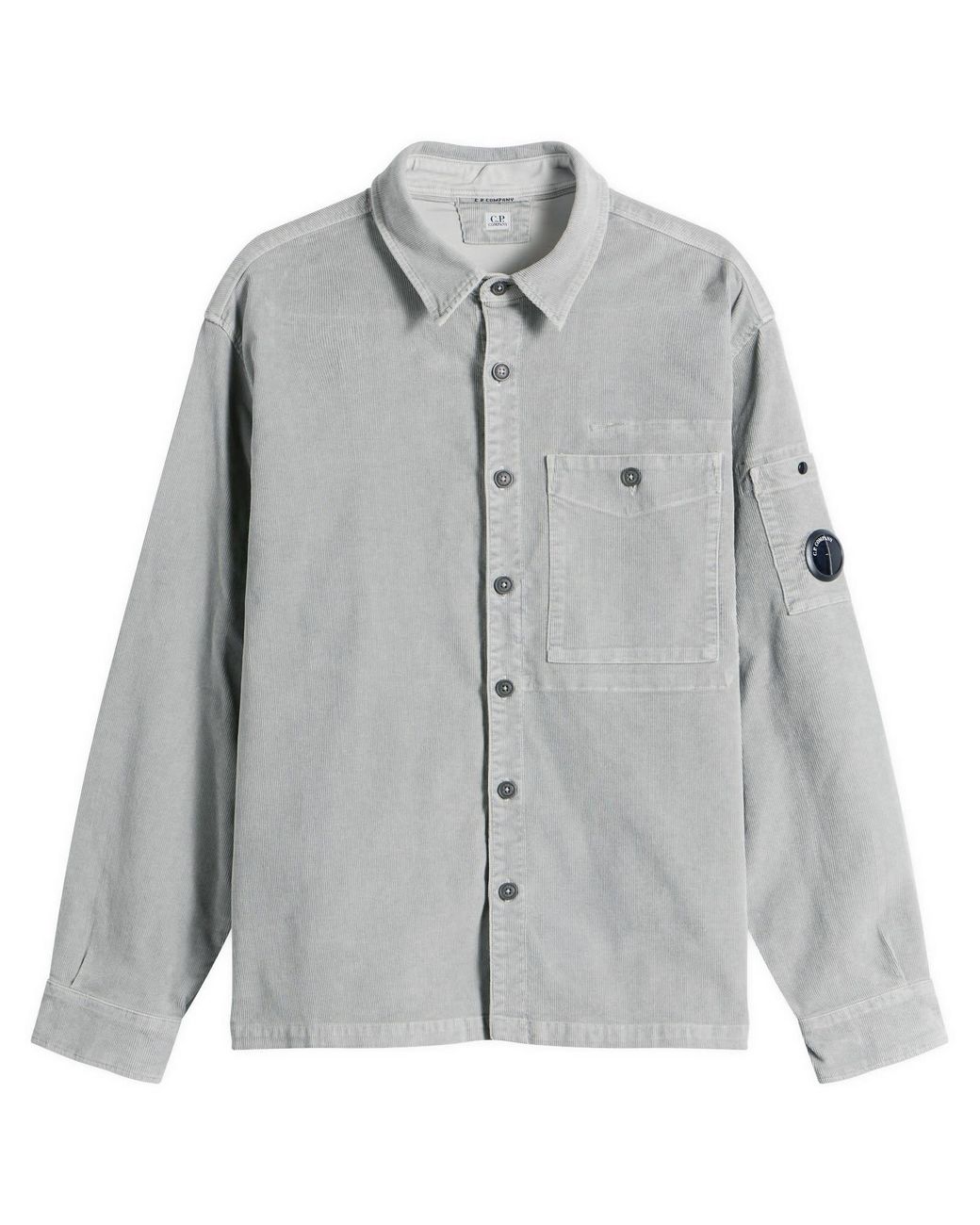 C P Company Gray Corduroy Lens Overshirt for men