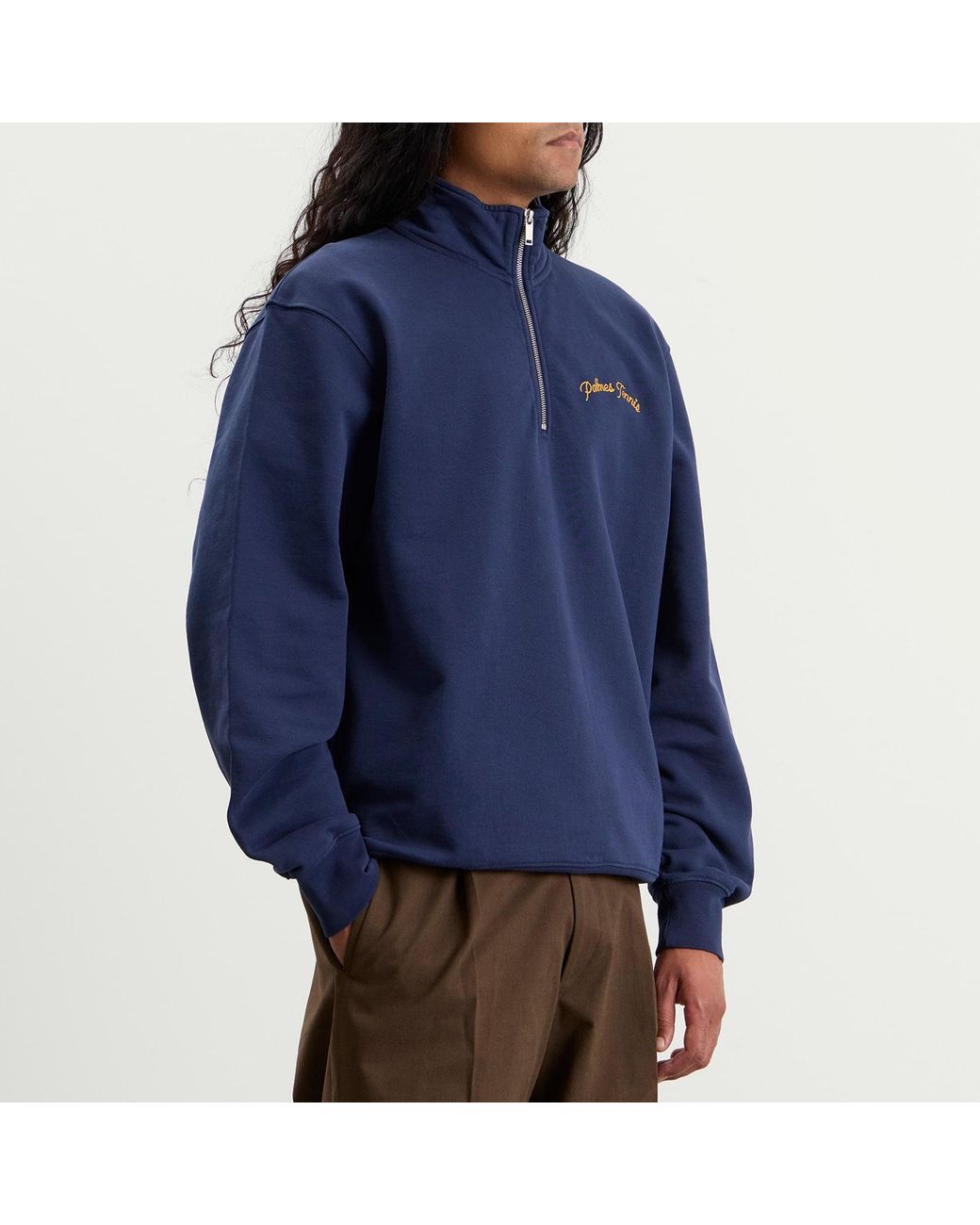 Palmes Blue Western Quarter-Zip Sweatshirt for men