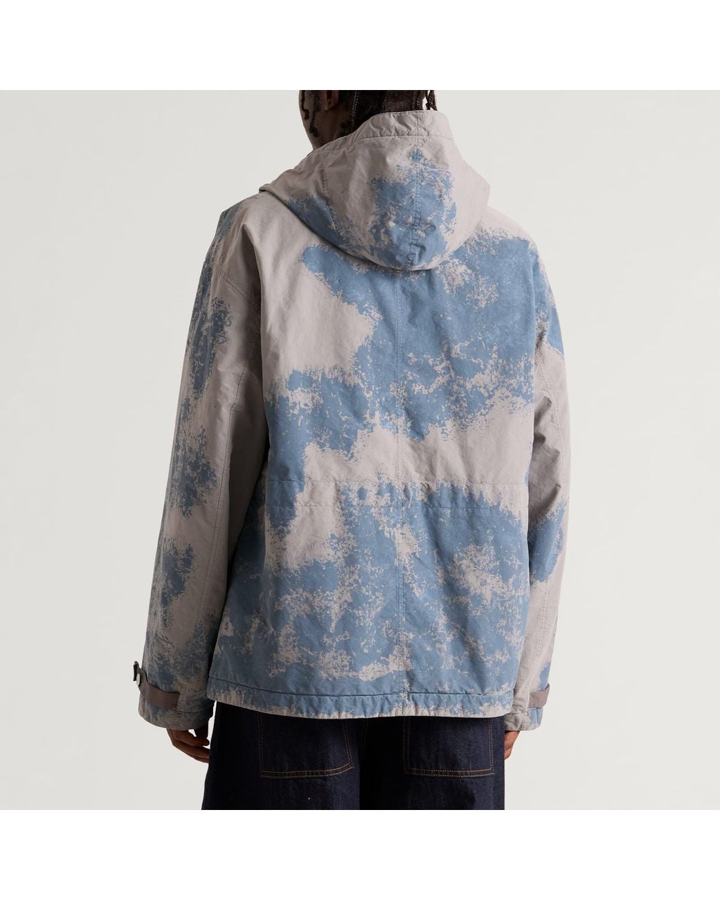 Stone Island Blue Hand Painted David Light-Tc Heat Reactive Jacke for men