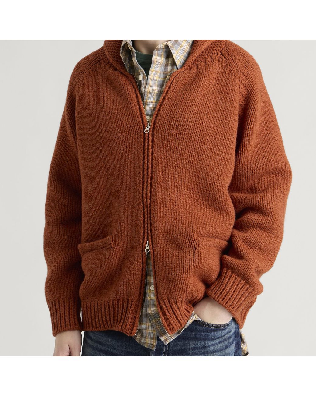 FRIZMWORKS Brown Heavy Cowichan Cardigan for men