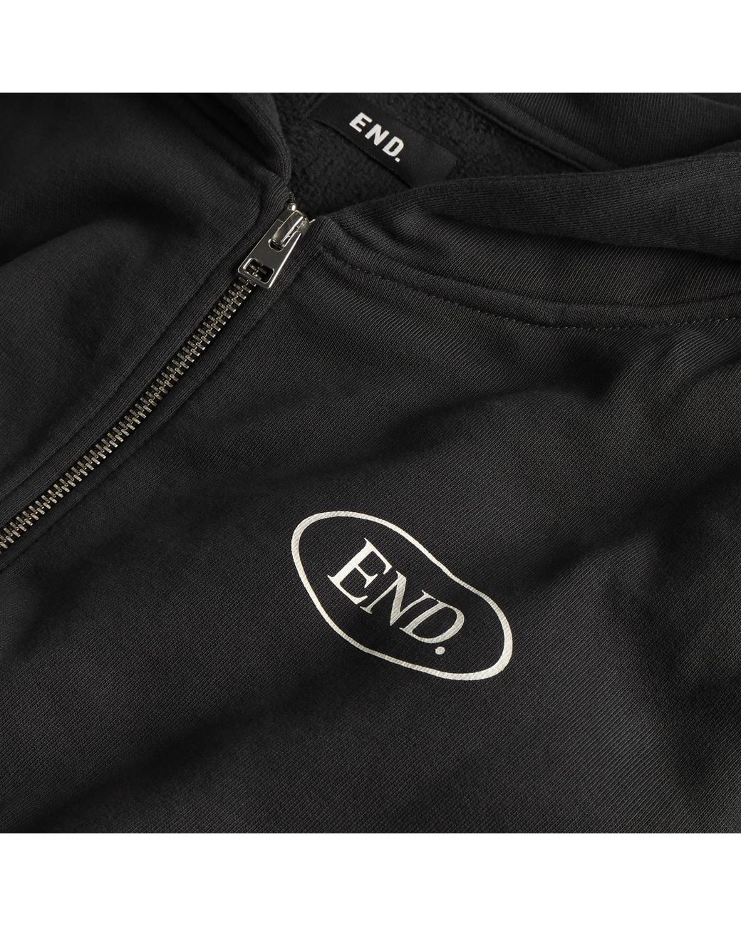 END. Black Underline Zip Hoodie