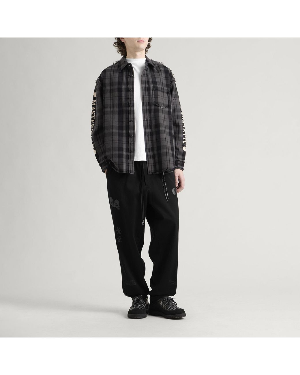 MASTERMIND WORLD Black Doodle Print Regular Easy Pants for men