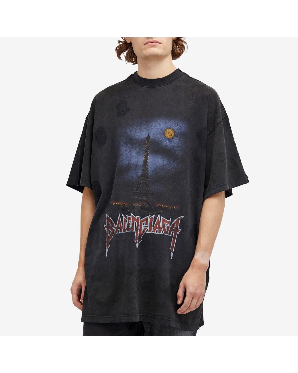 Balenciaga Distressed Oversized Double Front T-Shirt in Black for