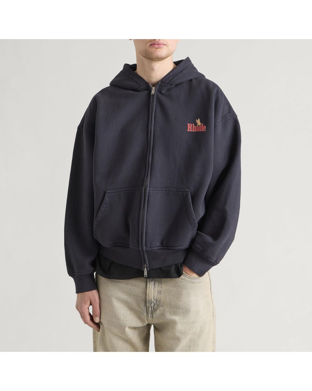 Rhude Blue American Spirit Zip-Up Hoodie for men