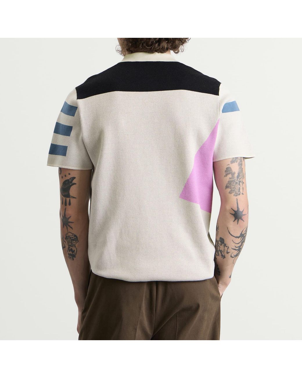Les Deux White Prince Intarsia Knitted Polo for men