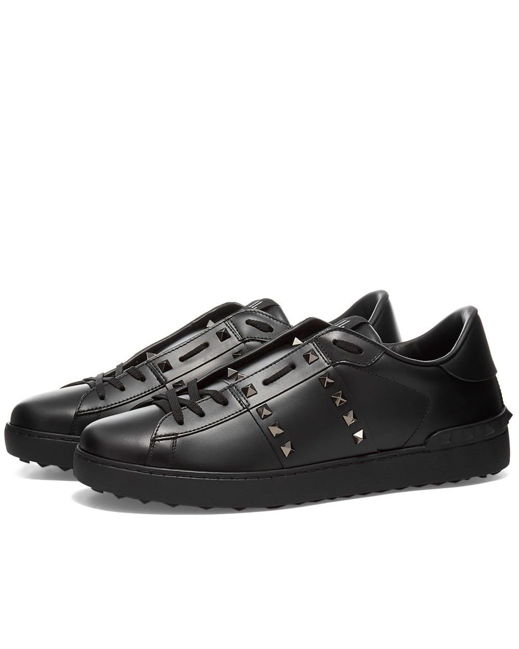 Valentino Leather Open Low Rockstud Untitled Sneaker in Black for Men ...