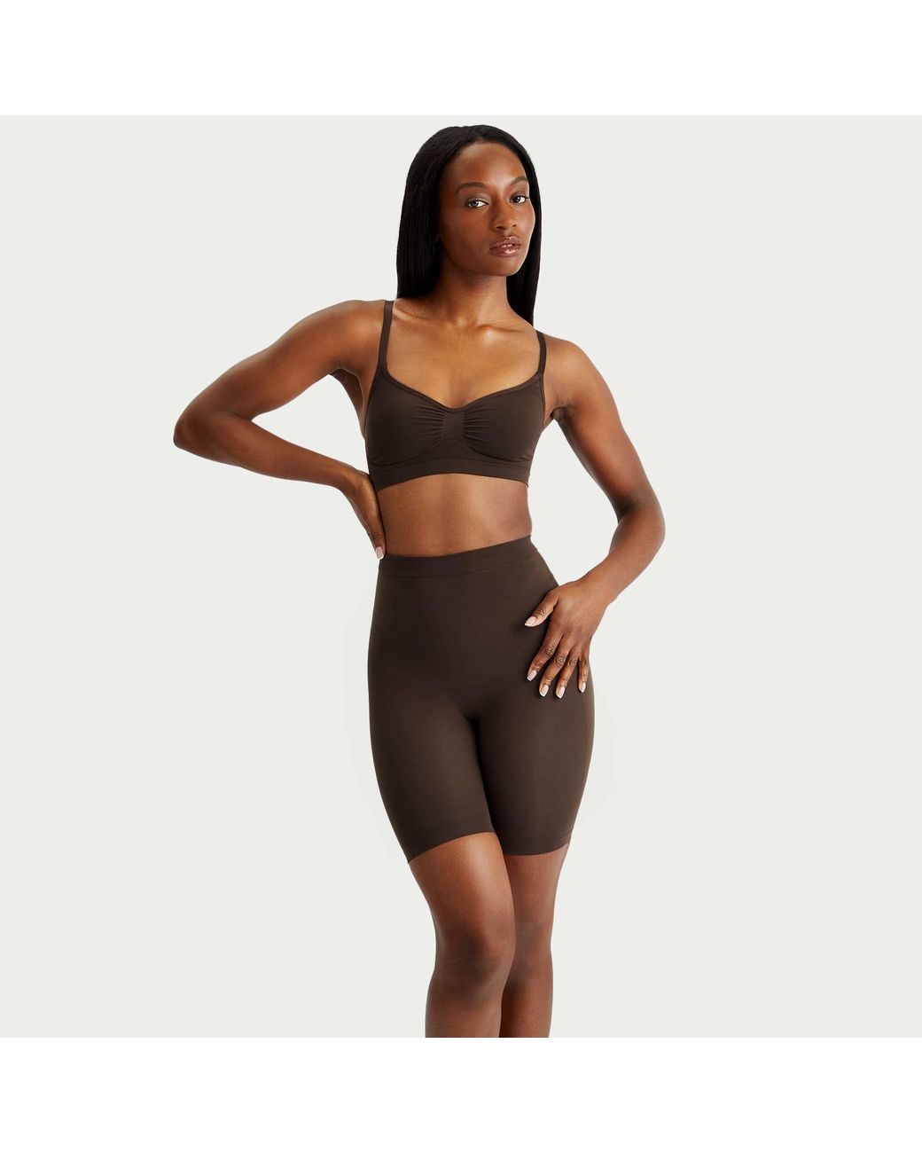 Skims Brown Seamless Sculpt Mid Thigh Short