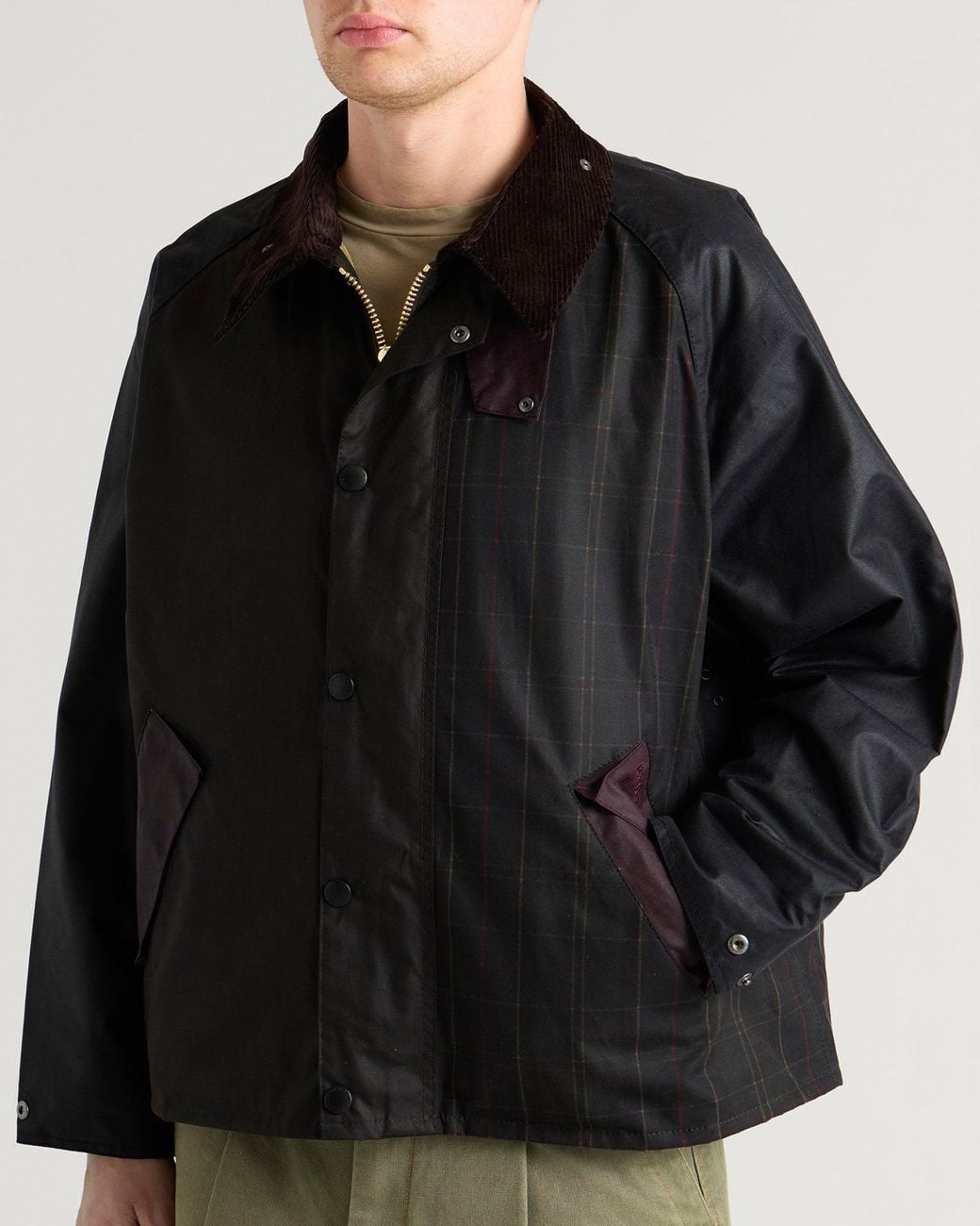 Barbour Black Patchwork Transport Wax Jacket for men