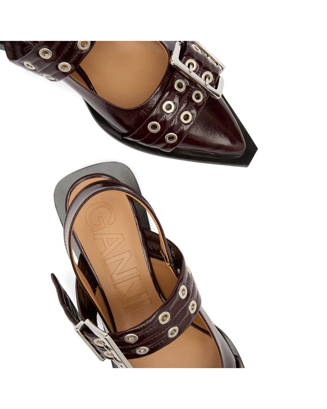 Ganni Brown Feminine Buckle Ballerina