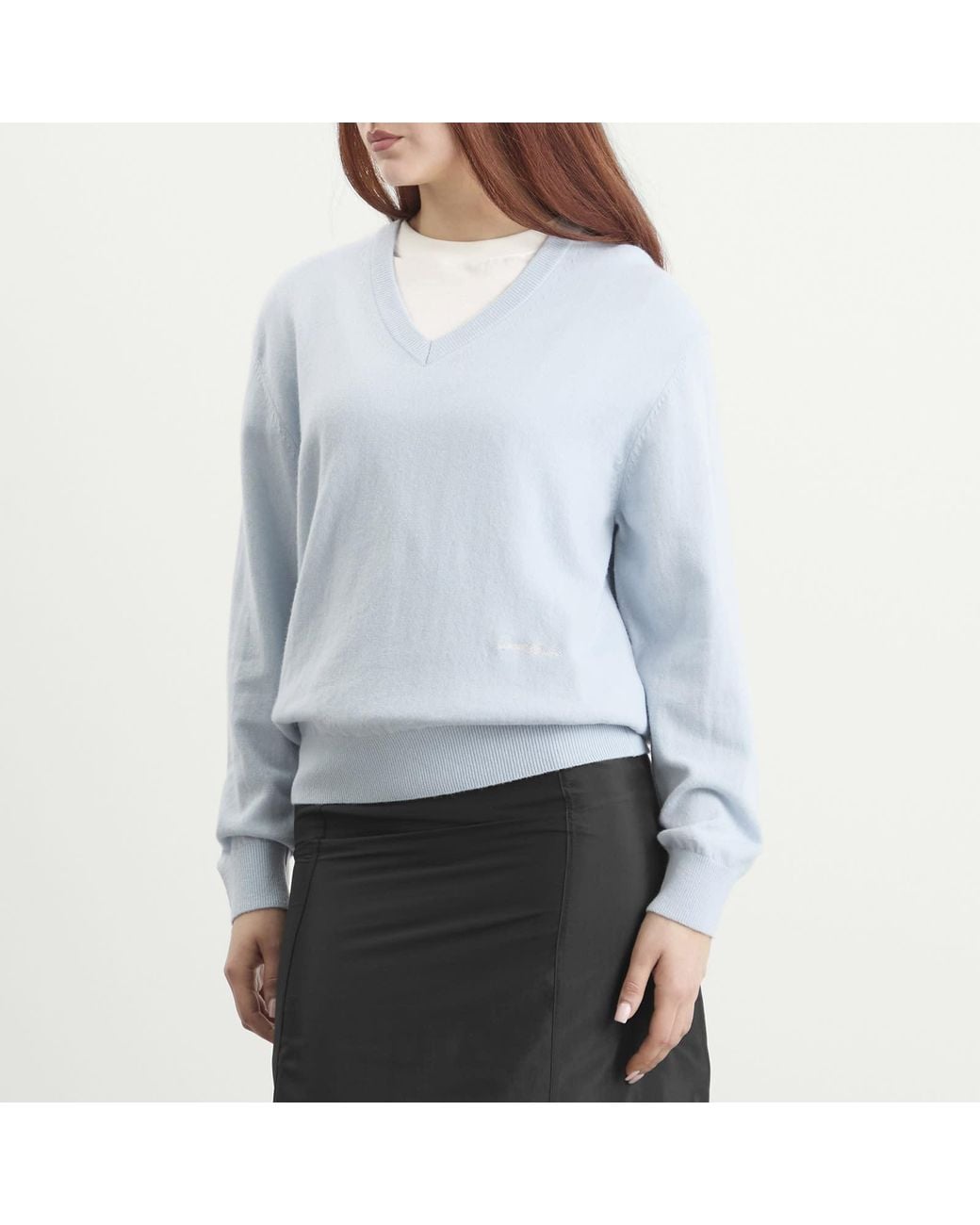 DUNST Blue Soft V-Neck Sweater