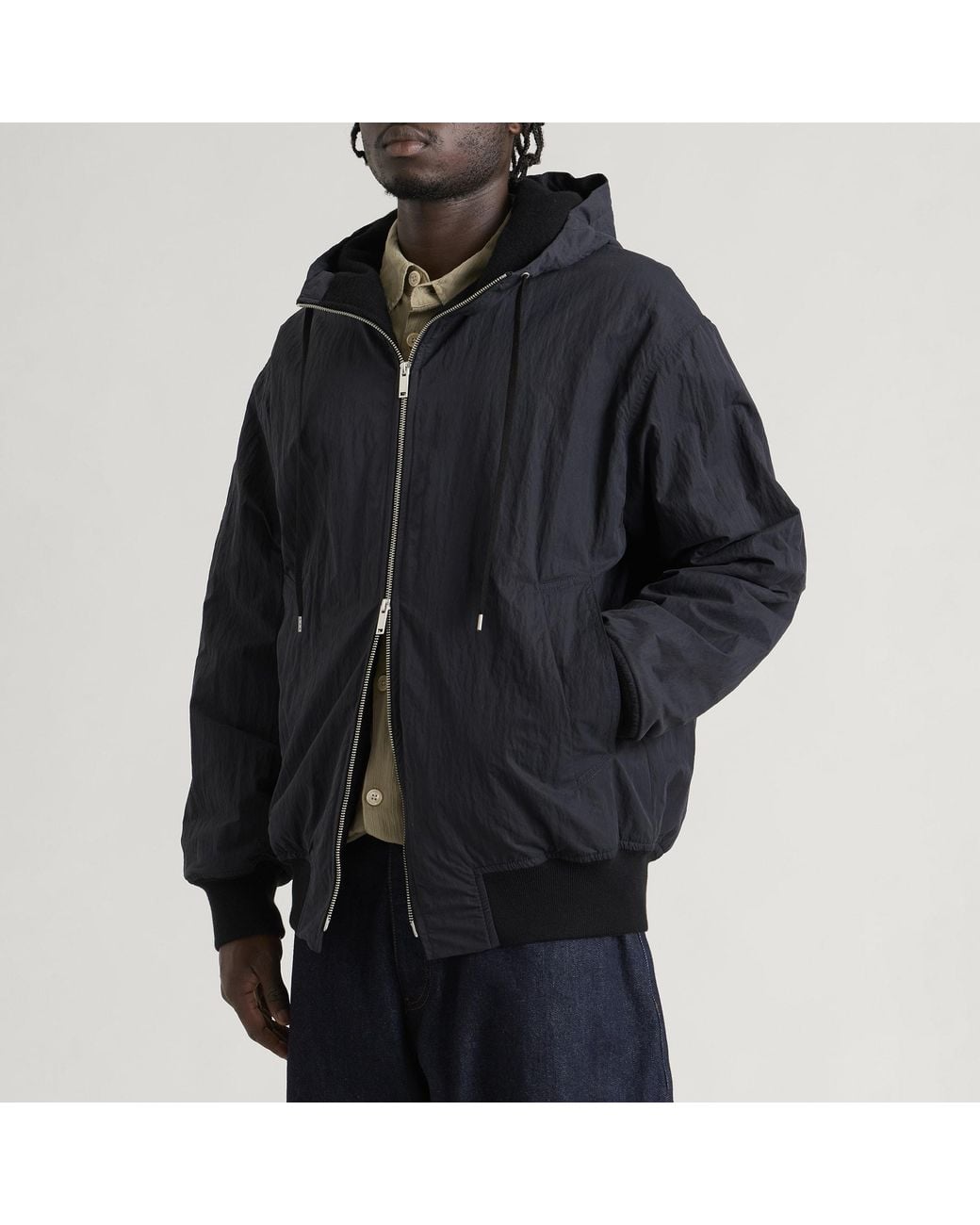 Studio Nicholson Black Wickett Wool Lined Hooded Jacket for men