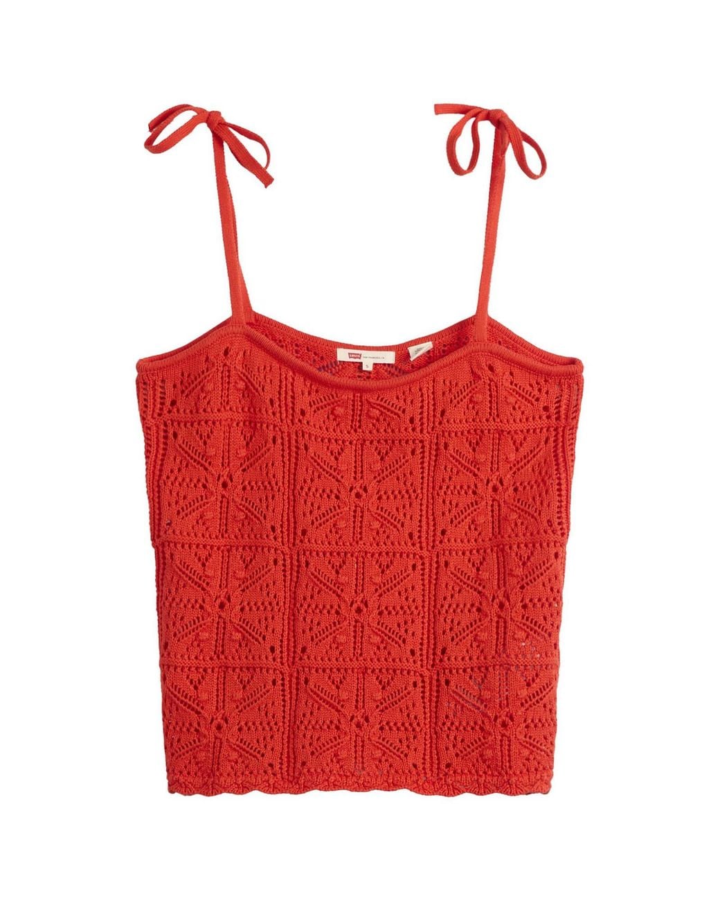 Levi's Red Abbey Tie Shoulder Crochet Tank