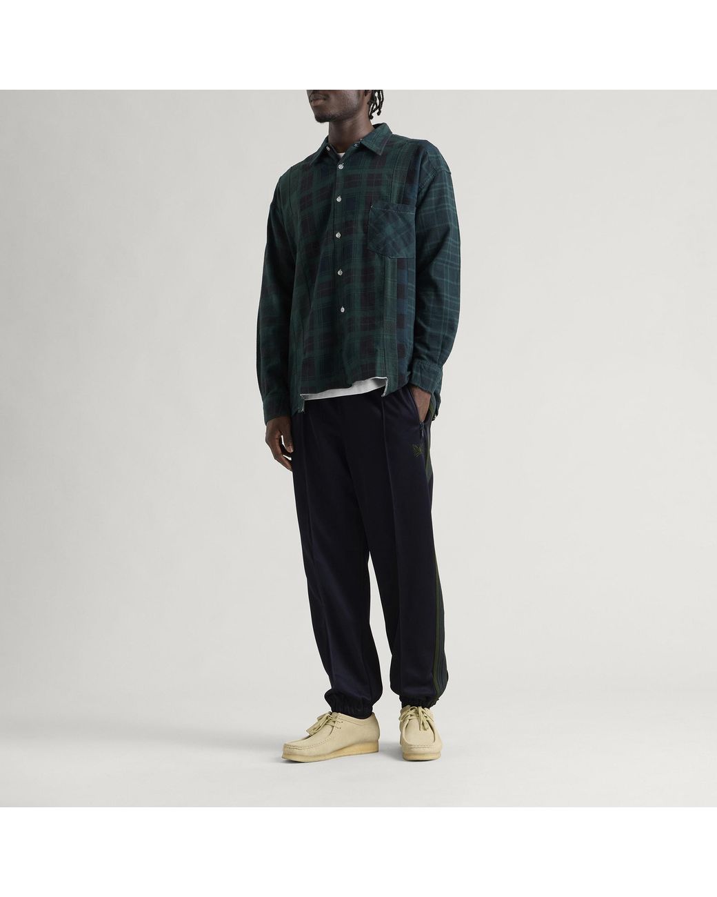 Needles Blue Poly Smooth Zipped Track Pants for men