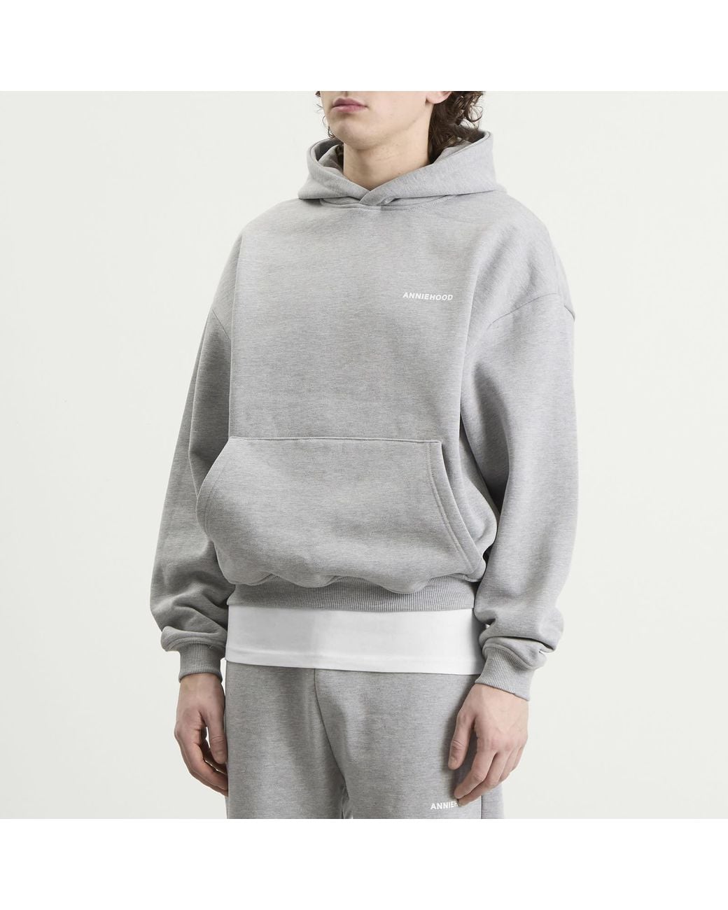 Annie Hood Gray Mini Logo Hoodie for men