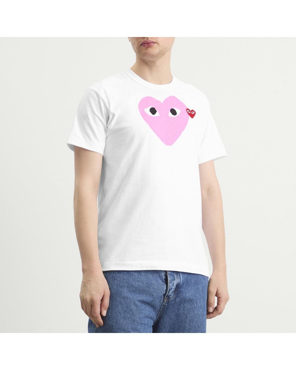 COMME DES GARÇONS PLAY Pink Heart Colour Heart T-Shirt for men