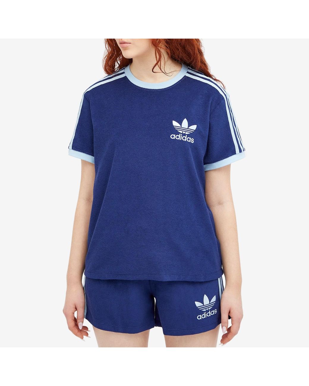 ★ adidas★ Terry 3S T Blue IR7465 WMNS) adidas Originals Terry 3-Stripes T-shirt Asia Sizing