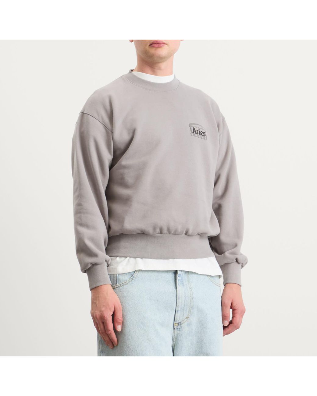Aries Gray Mini Temple Sweatshirt for men