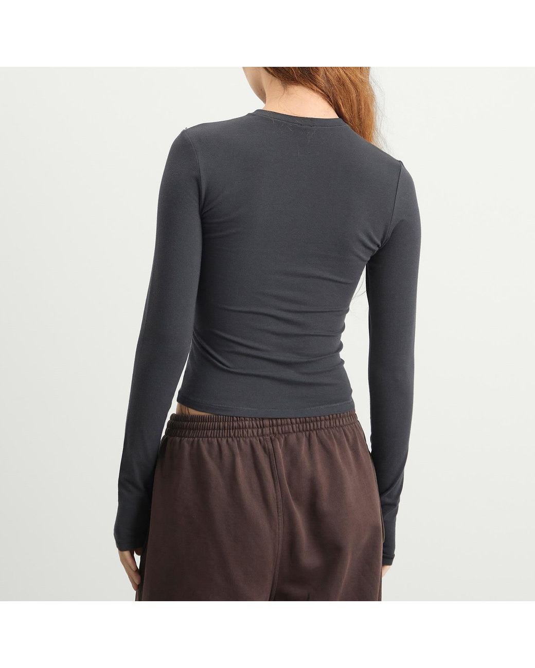 Skims Black Cotton Jersey Long Sleeve T-Shirt