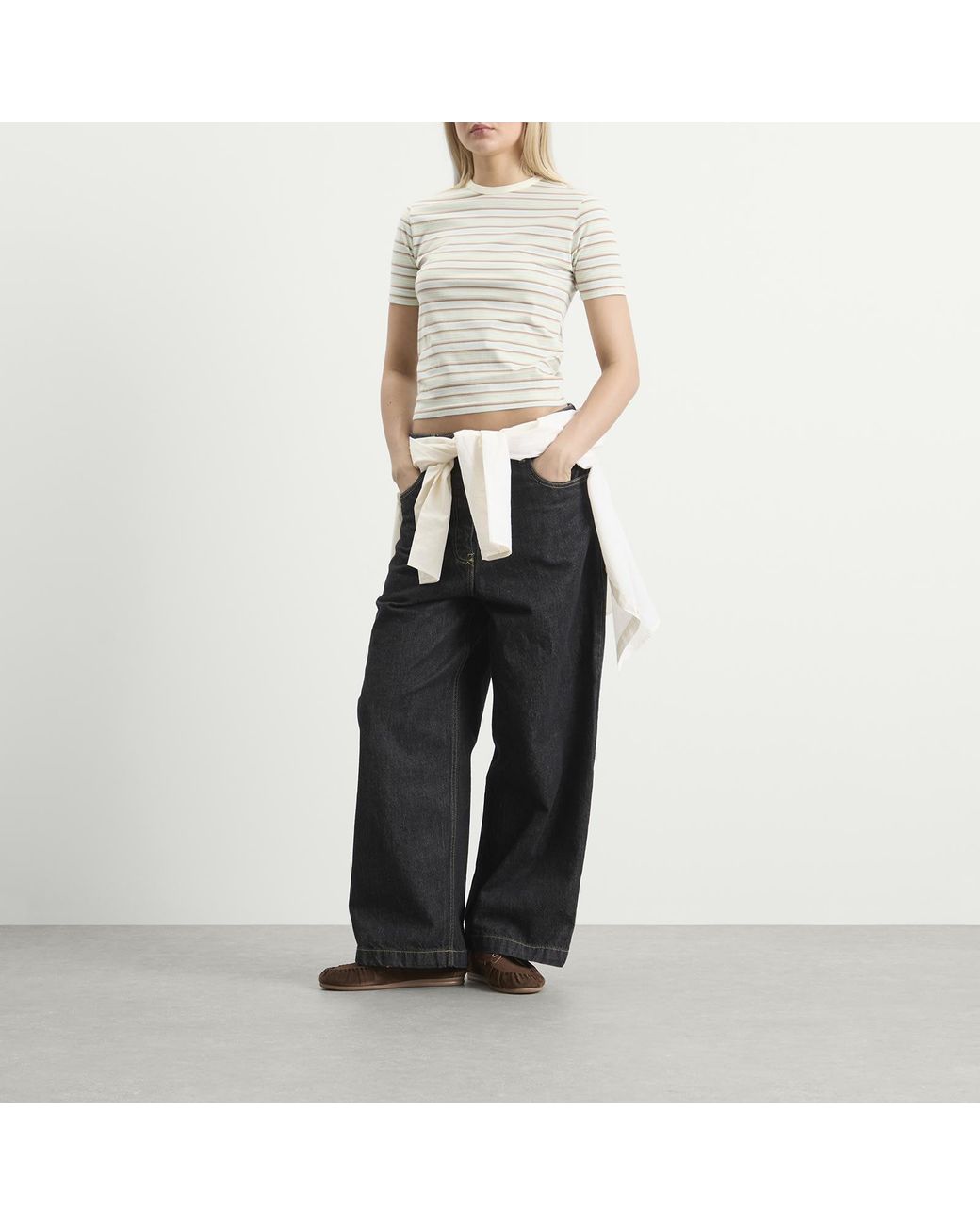 Auralee Natural Gradient Stripe T-Shirt