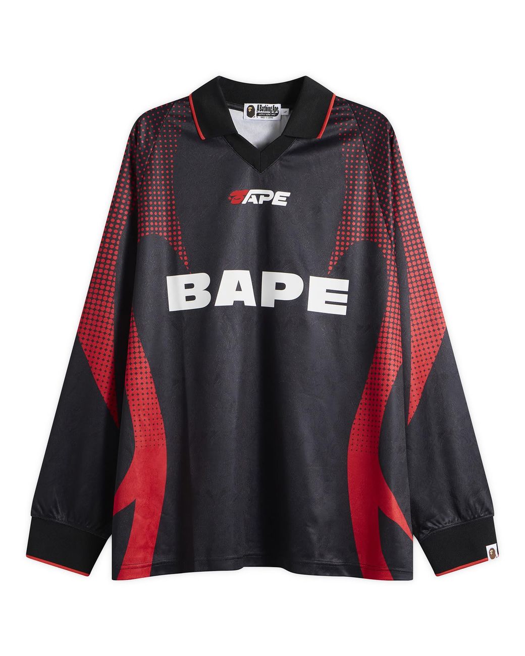 A Bathing Ape Black Flame Monogram Long Sleeve Football Jersey for men