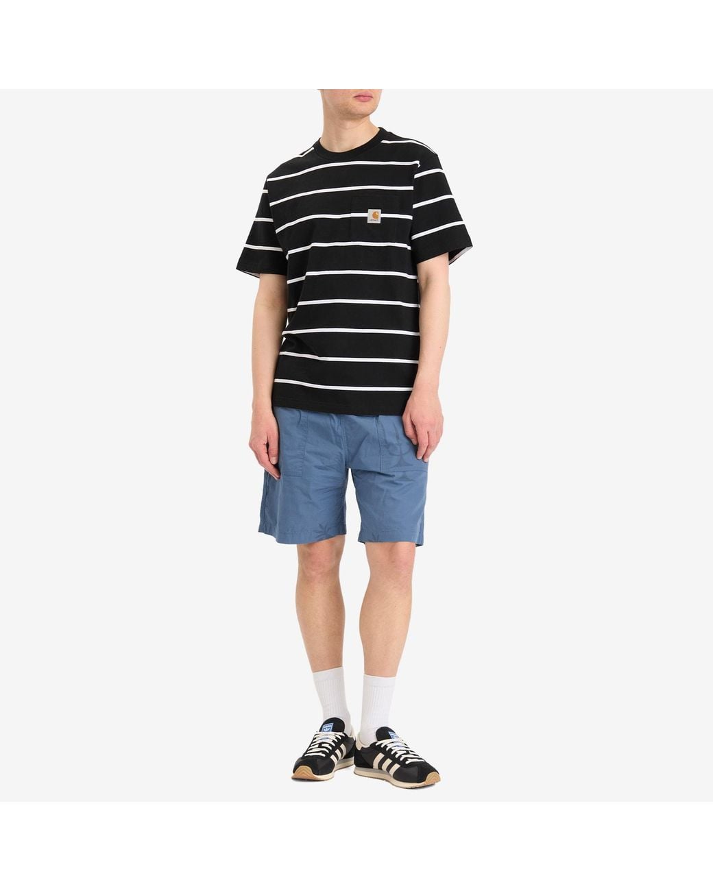 Service Works Blue Poplin Printed Chef Shorts for men