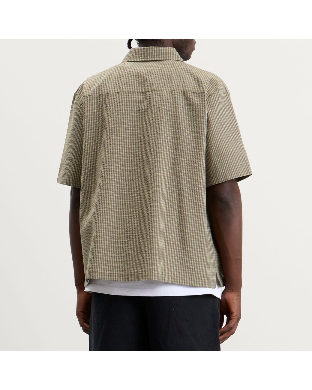 BOUND Green Gingham Cropped Shirt for men