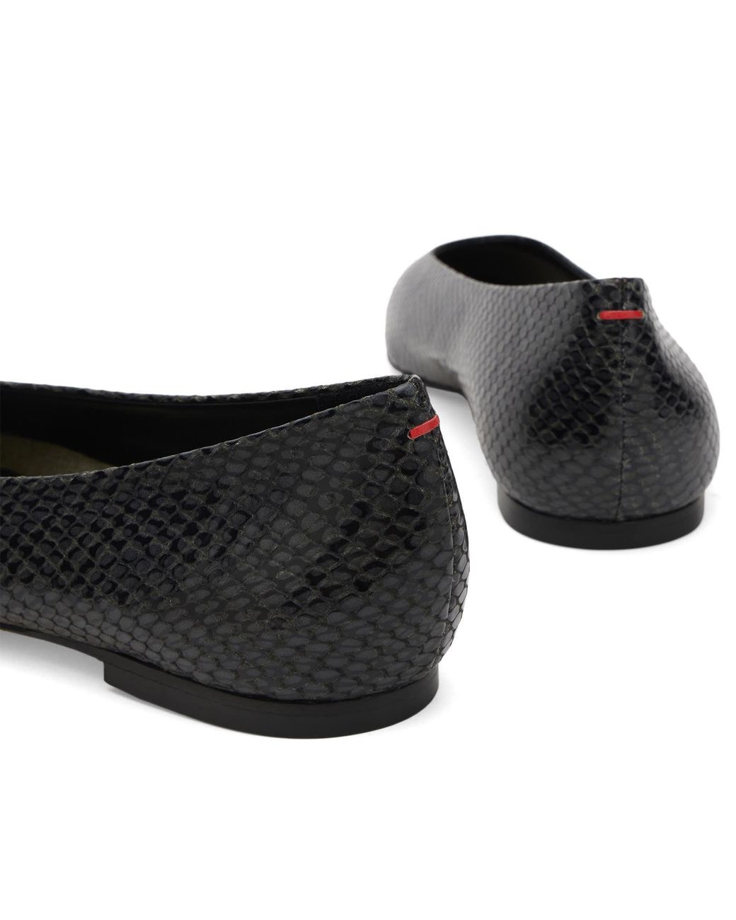 Aeyde Black Ellie Snake Print Almond Toe Flats