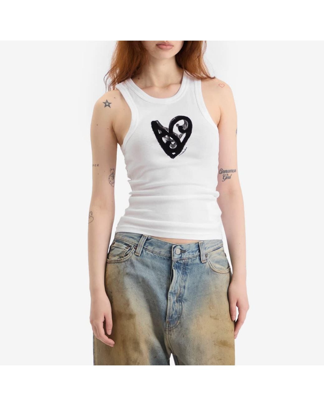 Acne White Sleeveless T-Shirt