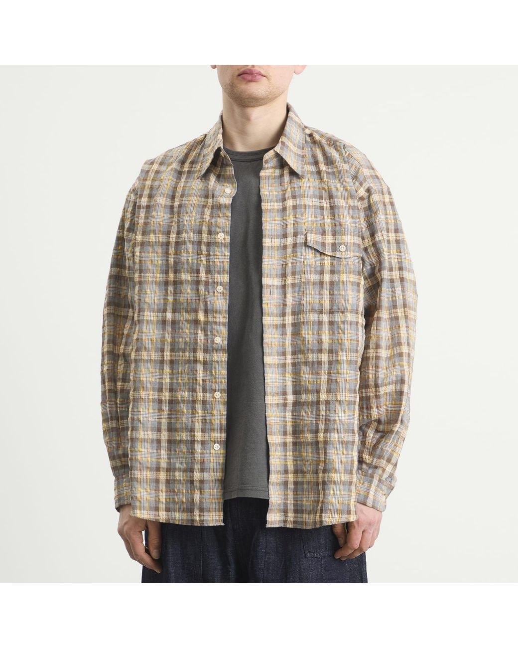 FRIZMWORKS Brown Uneven Check Shirt for men