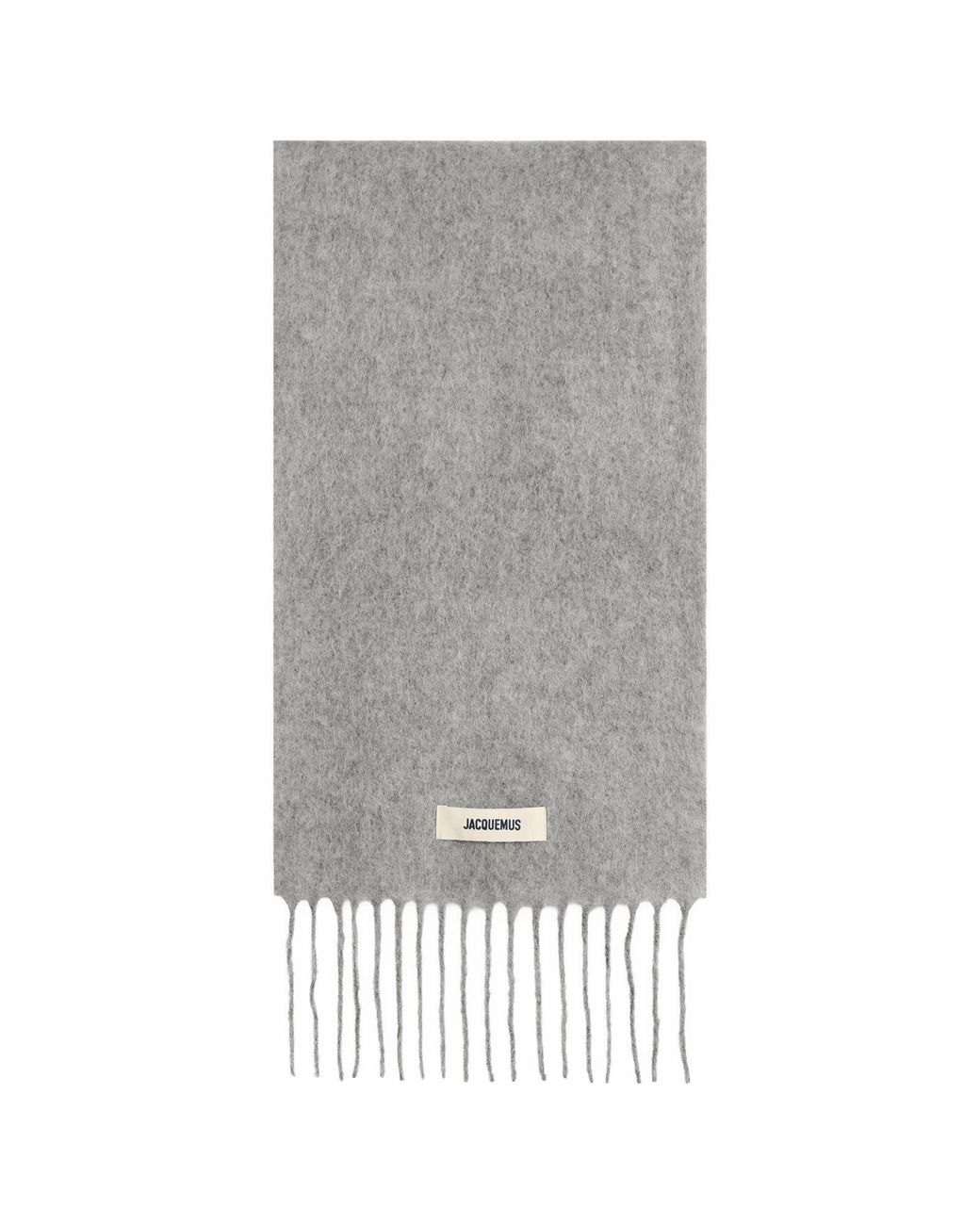 Jacquemus Gray Mohair Alpaca Grosgrain Logo Scarf for men
